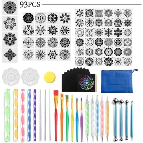 Mandala Tools 93 Piece Set Hollowed Out Painting Template Embellishment Rod Dot Painting Tools Art Mandala Dotting Tools