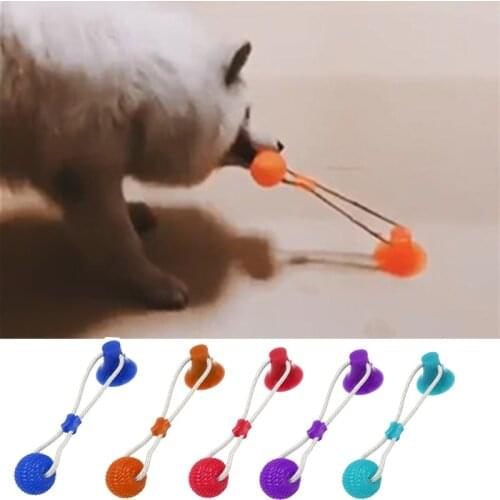 Dog Interactive Suction Cup Push TPR Ball Toy Elastic Ropes Dog Tooth Cleaning Chewing Playing IQ Treat Toy Pet Puppy Supplies