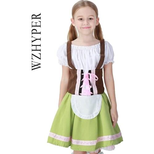 Girls Grid Farmwear Costume Cosplay Riding Hood Costume Checks Oktoberfest Sweetie Inga Dress Beer Maid Costumes Halloween