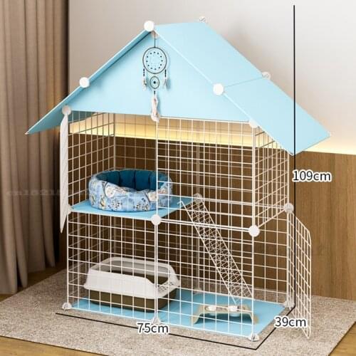 DIY Cat Cage Steel Wire Cat House Small Cat Large Villa Indoor Waterproof Anti-rust Pet Supplies Send Only Cage No Furniture