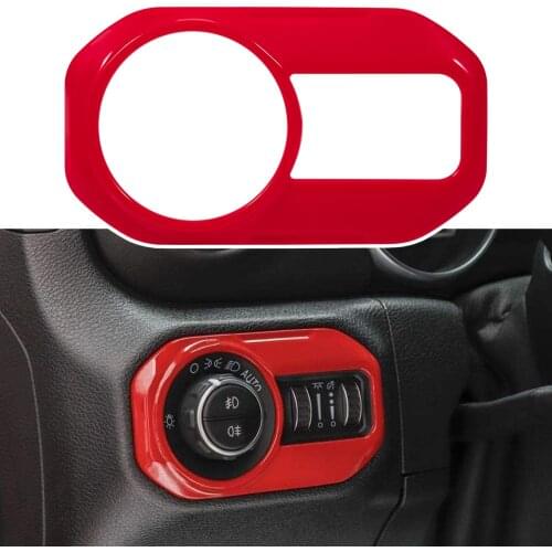 Chuang Qian Headlight Switch Button Trim for Jeep Wrangler JL JLU Sport X Sahara Rubicon Gladiator JT 2018-2021 Red