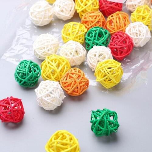 3cm Round Sepak Takraw Colorful Birthday Wedding Party Rattan Ball Valentines Day Decoration DIY Rattan Ornament 50pcs/bag