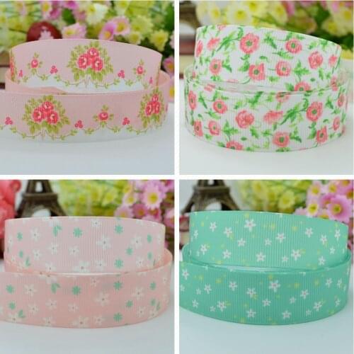 10 Yards 22mm 7/8" Pretty Flowers Girls Printed grosgrain ribbon hair bow Headwear DIY hair accessories retail B0929