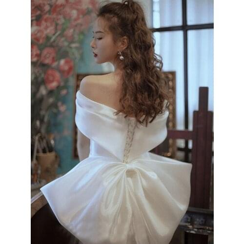 LOKEDIKE Satin Wedding Dresses