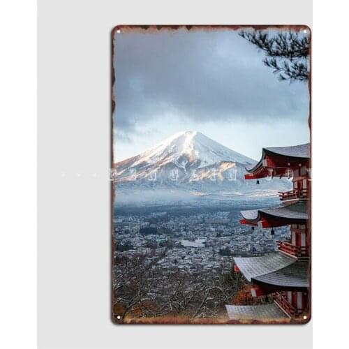 Fuji From Afar Metal Plaque Poster Bar Cave Wall Plaque Cinema Living Room Vintage Tin Sign Poster
