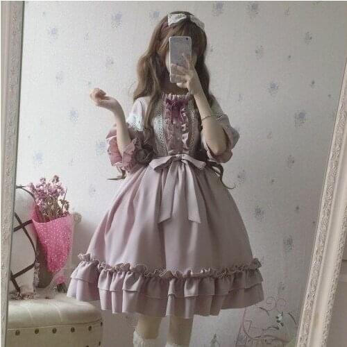Sweetheart Lolita Goth Retro Jsk Dress Gothic Palace Sweet Princess Lolita Dress Vintage Cute Japanese Kawaii Skort Sleeve Dress