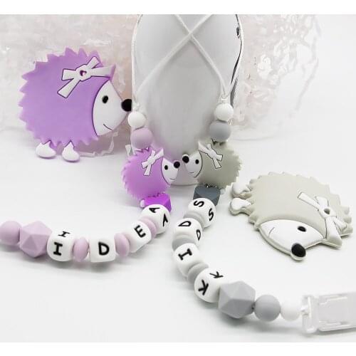 Cute-Idea 1Set Hedgehog Pacifier Chain Silicone Beads Baby Teething Teethers DIY Beads BPA Free Baby Shower Gifts