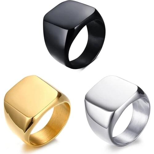 Fashion Men Ring Simple Solid Square Cemented Carbide Rings Anniversary Wedding Band Men Rings Jewelry Gift
