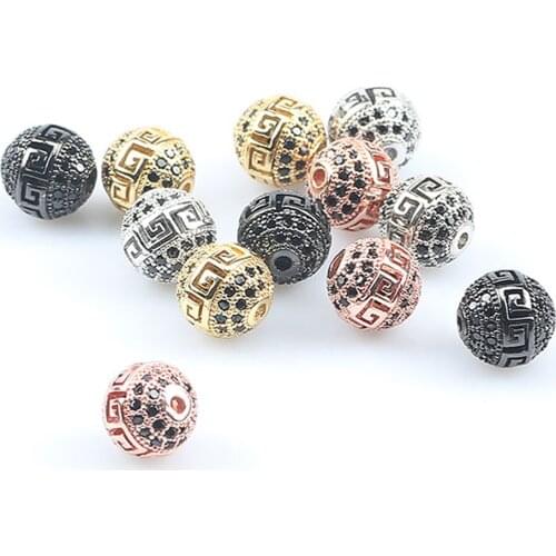 3pcs 10mm Best Quality Brass micro pave CZ Zirconia Round Spacer Beads for DIY Jewelry Bracelet Findings Connector Accessories