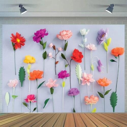 Single Flowers Decoration White Board Photography Backgrounds Newborn Baby Kids Portrait Backdrops For Photo Studio