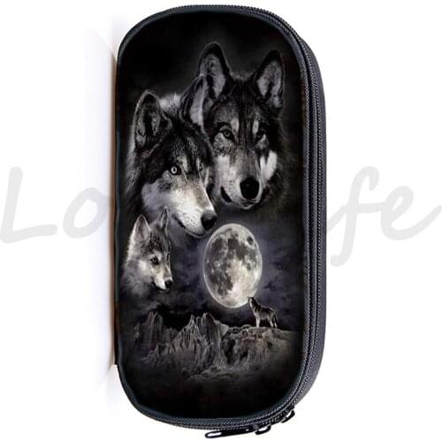 3D Animal Lion Wolf Pencil Bag for School Girls Boys Pencil Case Wolf Pencil Box kids Bag Children Daily Pen case Gifts