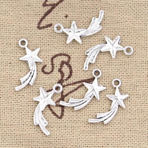 100pcs Charms Shooting Star 16x8mm Antique Silver Color Plated Pendants Making DIY Handmade Tibetan Silver Color Jewelry