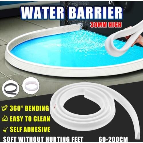Shower Door Threshold 30 Mm Bathroom Water Stopper Water Partition Dry&Wet Separation Flood Barrier Rubber Dam Water Blocker