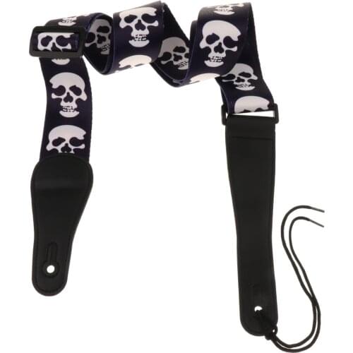 2'' Wide Skull Guitar Strap with PU Leather Ends for Acoustic Guitar Replacement