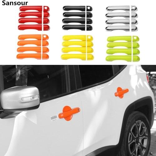 Sansour ABS Car Front Rear Door Handle Decoration Trims Cover Exterior Stickers Accessories for Jeep Renegade 2015+ Car Styling