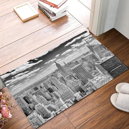 Grey New York City Doormats For Entrance Way Bathroom Accessories Set Dirt Debris Mud Trapper Boot Shoes Scraper Water Absorbent
