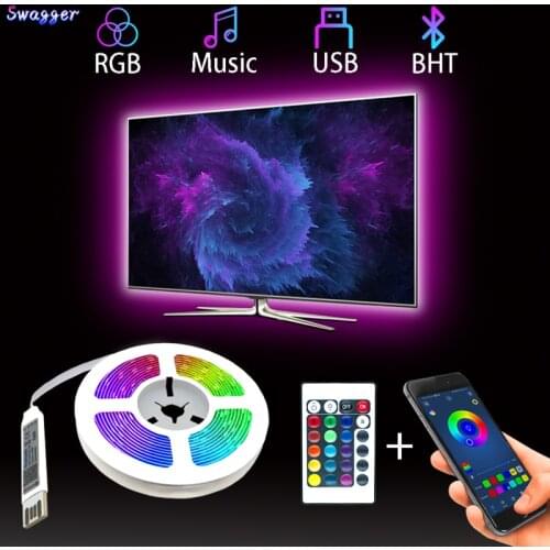 LED Strip Light Bluetooth Flexible Lamp 1M 2M 3M 4M 5M Tape Diode SMD5050 DC5V Desk Screen TV Background Room Lighting USB Cable