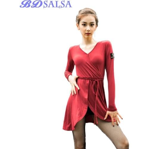 2020 Tops Latin Dance Clothing Female Adult The New Practice Clothes Dance Set Dress DA558 Long sleeve Rumba precisely Samba Top