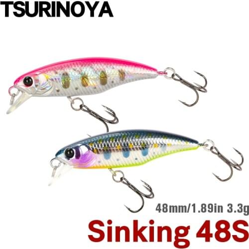 TSURINOYA 48S Fishing Lure Sinking Minnow Wobblers DW69 48mm 3.3g Jerkbait Hard Lure Trout Bass Bait 18 colors Crankbait Isca