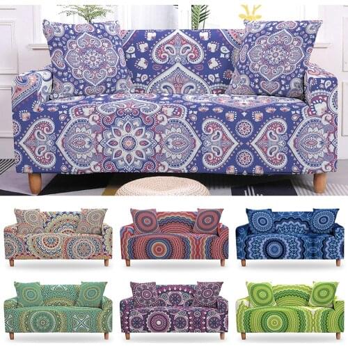 3D Printed Universal Sofa Cover Living Room L-shaped Sofa Cover Stretch Elastic Sofa Cover Mandala Boho Sofa Decor
