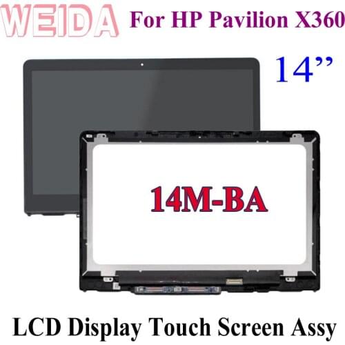 WEIDA Replacement For HP PAVILION X360 14M-BA Series 14" LCD Display Touch Screen Assembly Frame 1920X1080 1366X768 +Small Board