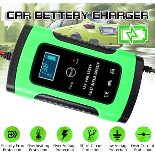 12V Car Battery Charger Intelligent Fast Power Charging Wet Dry AGM Lead Acid Charger Smart Charging 6A 12V Digital LCD Display