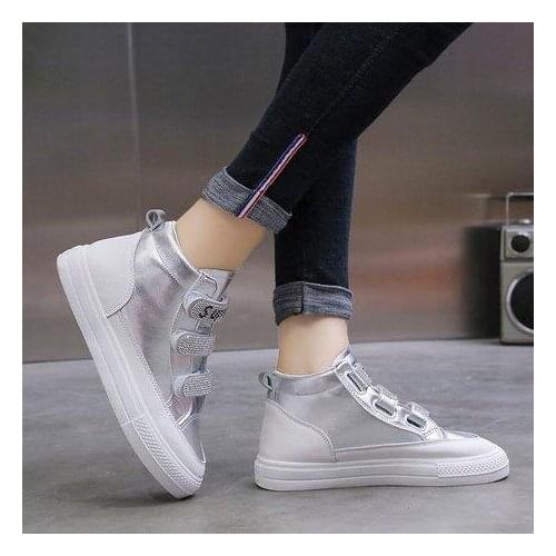 Womens shoes autumn high-top leather boots womens British fashion Zhongbang shoes tide womens trend casual shoes Korean versi