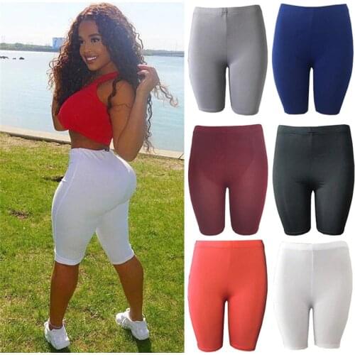 Womens Fitness Half High Waist Quick Dry Skinny Bike Shorts 2019 New Tight Short Black Red Gray Slim Korean Sport Shorts hirigin