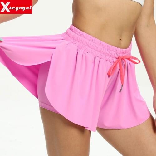 Womens Refreshing Flowy Running Yoga Workout Gym Athletic Shorts Leggings High Flexibility Waistband Push Up Cute Dress