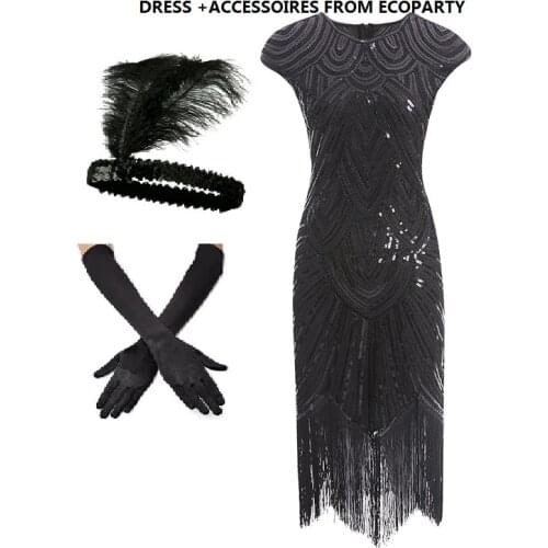 Coldker Women 1920s Diamond Sequined Embellished Fringed Great Gatsby Flapper Dress Retro Tassle Midi Party Dress Vestido