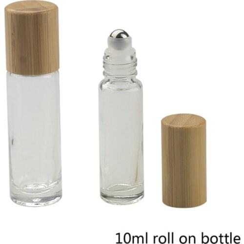 10ML Rall-on Bottles Wholesale Perfum Steel Ball Bottles Massage Oil/Essence Bottle Lipgloss Container Bamboo-Glass Bottles