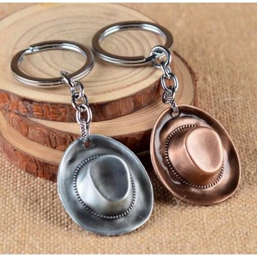 100pcs/lot Fashion Cowboy Hat Keychain Men Accessories Vintage Keyholder Antique bronze plated Keyring Key Chains SN895