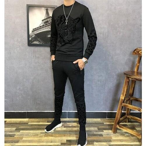 Brand 2PCS Winter Thick Sweatshirt Men Set Patchwork Hoodies Tracksuit Sweat Suits Mens Hoodies sets