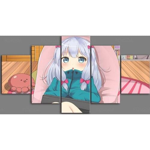 Prints Painting 5 Pieces Pictures Wall Art Anime Home Decoration Modular Canvas Eromanga Sensei Poster For Bedside Background