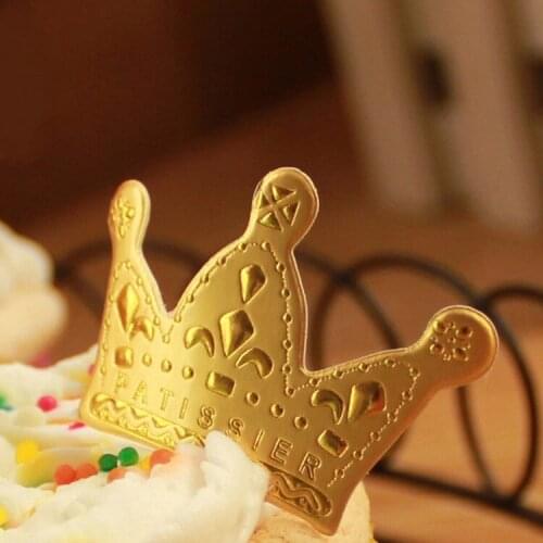 50pcs Princess Crown Gold Giltter Cupcake Topper Birthday Party Decorations Kids Baby Shower Cake Decor Children Party Favors