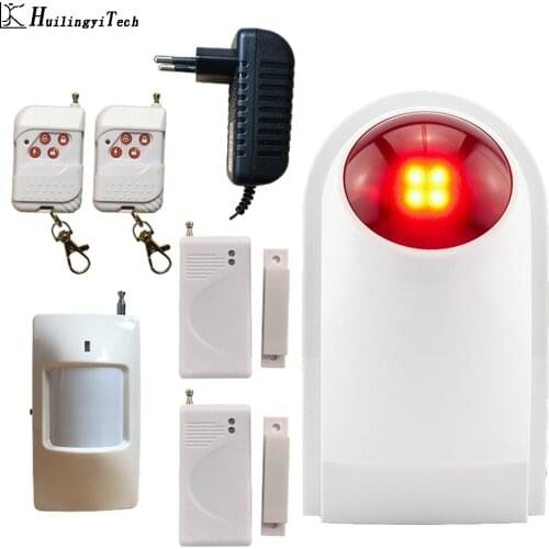 HuilingyiTech 110dB Indoor Outdoor Wireless Flashing Siren Strobe Light Siren Home Alarm Security System
