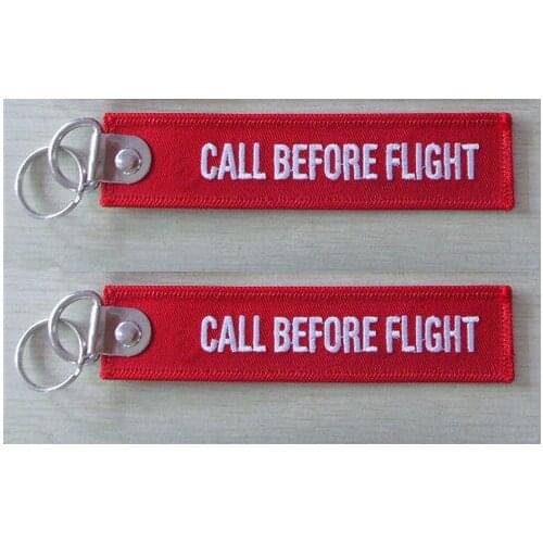 Call Before Flight Bothside Fabric Aviation Embroidery Keychain Key Tag