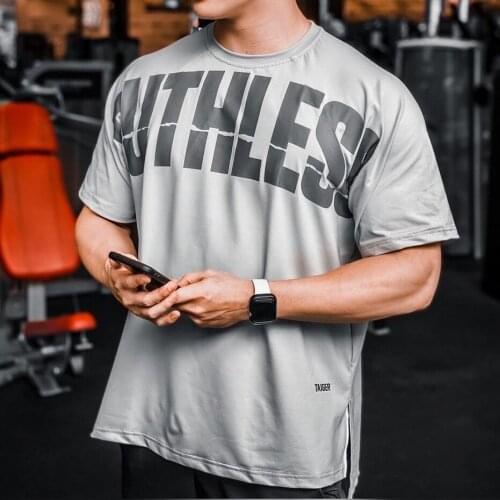 Gym Cotton t shirt Men Fitness Workout Short sleeve High Quality Tshirt Bodybuilding Sport Tee shirt Tops Summer Casual Clothing