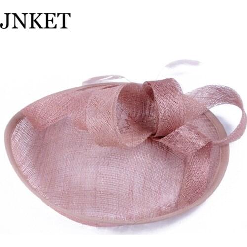 JNKET New Outdoor Ladys Hat Cambric Banquet Bridal Hat Bow Feather Headdress