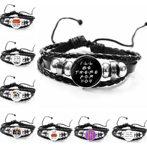 Classic Friends TV Show Bracelet for Best Friends Glass Poster Handmade Adjustable Leather Bracelets Bangles Gift