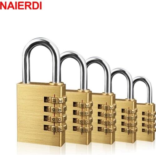 NAIERDI High Security Solid Brass Anti-Drill Lock Digital Combination Password Lock Travel Luggage Code Padlock Suitcase Locks