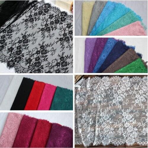 2.9-3meter/lot 21colors High Quality Soft Nylon Eyelash Lace Fabric No Stretch Mesh DIY Decorative Wedding Dress Fabric X907