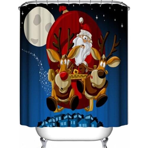 LzL Home Christmas 3D Shower Curtain Cute Santa Claus Shower Curtains Waterproof Mildew Resistant Bathroom Decor Accessories