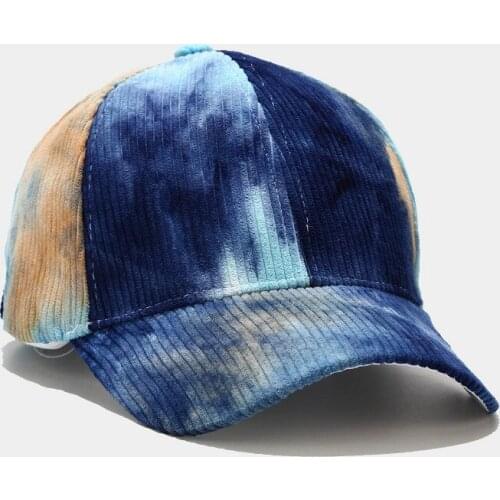 Trendy Tie-dye Corduroy Winter Baseball Cap For Men 2021 Women Candy Color Warm Streetwear Snapback Hip Hop Trucker Hat