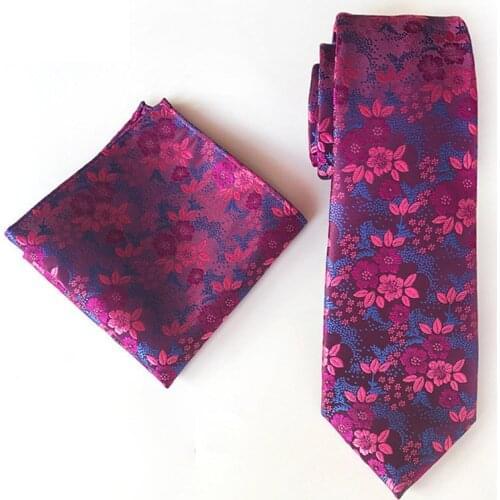 New Fashion Plain Floral Tie Mens 8cm Silk Necktie Set Blue Orange Purple Yellow Gray Red Wedding Solid Tie Pocket Square Sets