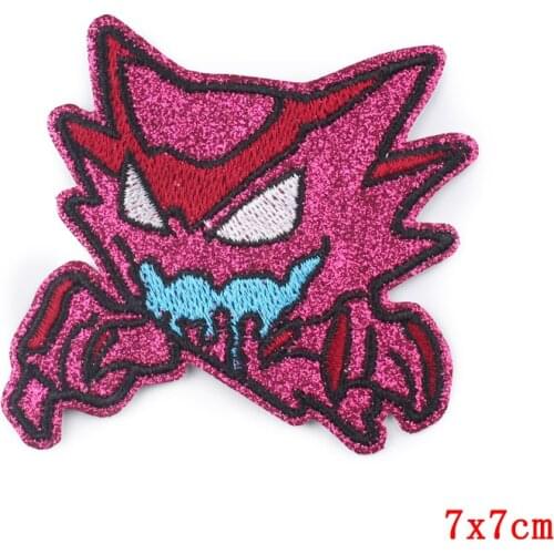 Haunter Glitter Iron On Patches For Clothing Little Devil Embroidered Patches On Clothes Applique Game Patch Wholesale Parches