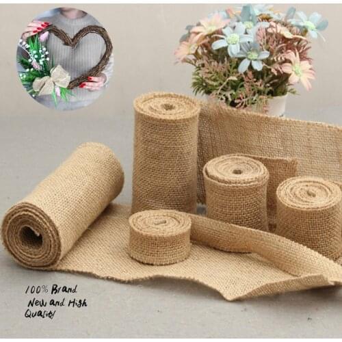 2M Natural Jute Fabric Burlap Handwork Crafts Hemp Ribbon Christmas Decoration for Home Sewing DIY Crafts Gift Packag