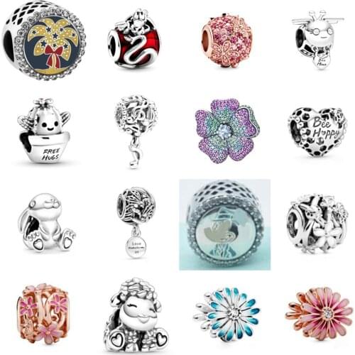 NEW 2021 100% 925 Sterling Silver Flower Love Charm Pendant Fit DIY Original Bracelet Fshion Jewelry Gift