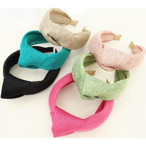 Fashion Headbands for Women Women Girls Faux Straw Big Knot Hairband Headband Adult Hair Accessories Non-Slip Headwrap