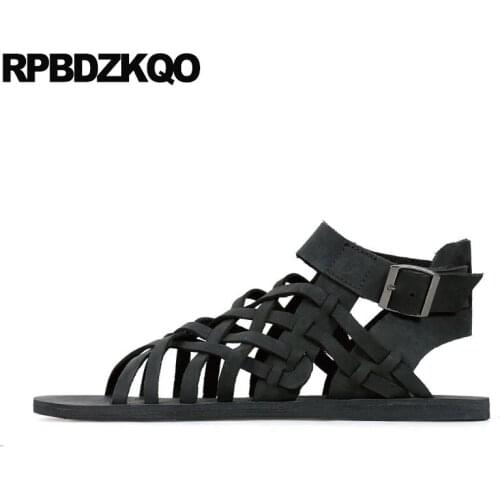 Flat Shoes Italian Famous Brand Native Nice 2019 Beach Soft Roman Men Gladiator Sandals Summer Genuine Leather Fashion Runway